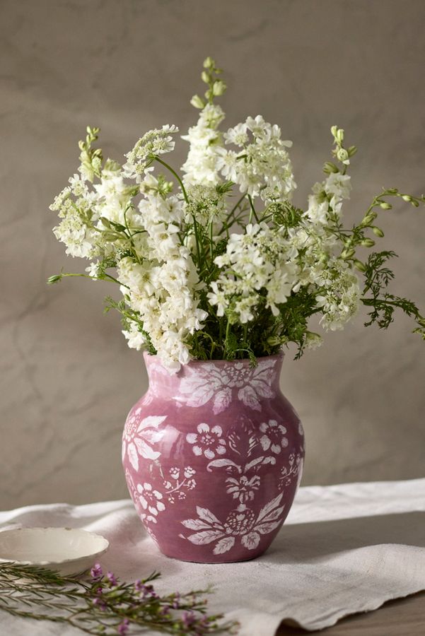 Slide View: 3: Mauve Floral Vase