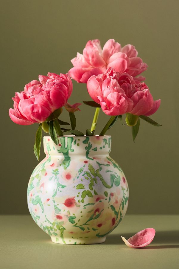 Slide View: 1: Sylvia Handpainted Floral Vase