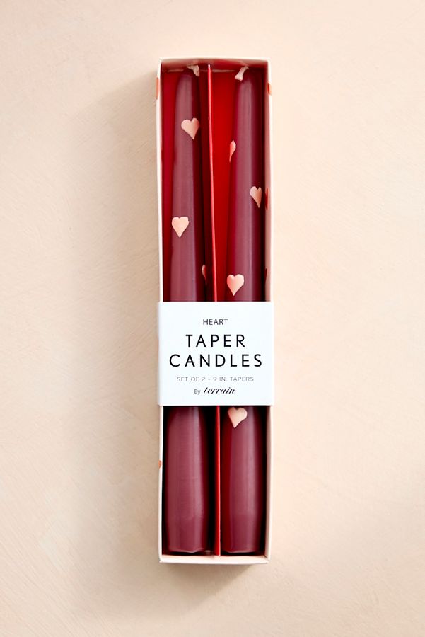 Slide View: 4: Heart Taper Candles, Set of 2