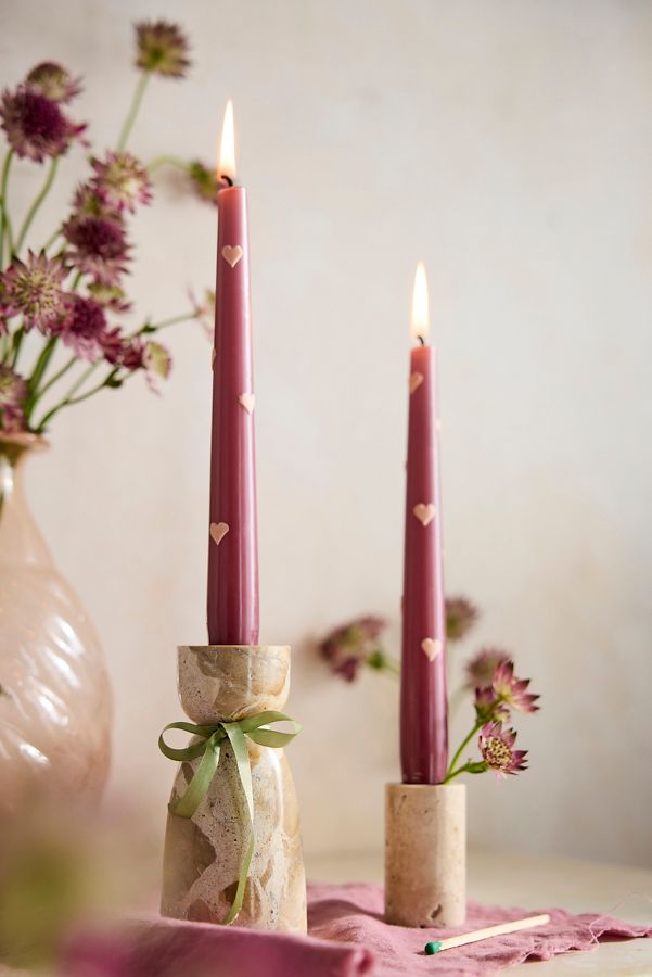 Slide View: 2: Heart Taper Candles, Set of 2