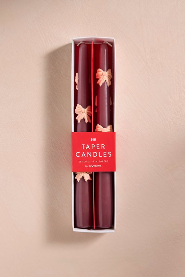 Slide View: 4: Bow Taper Candles, Set of 2