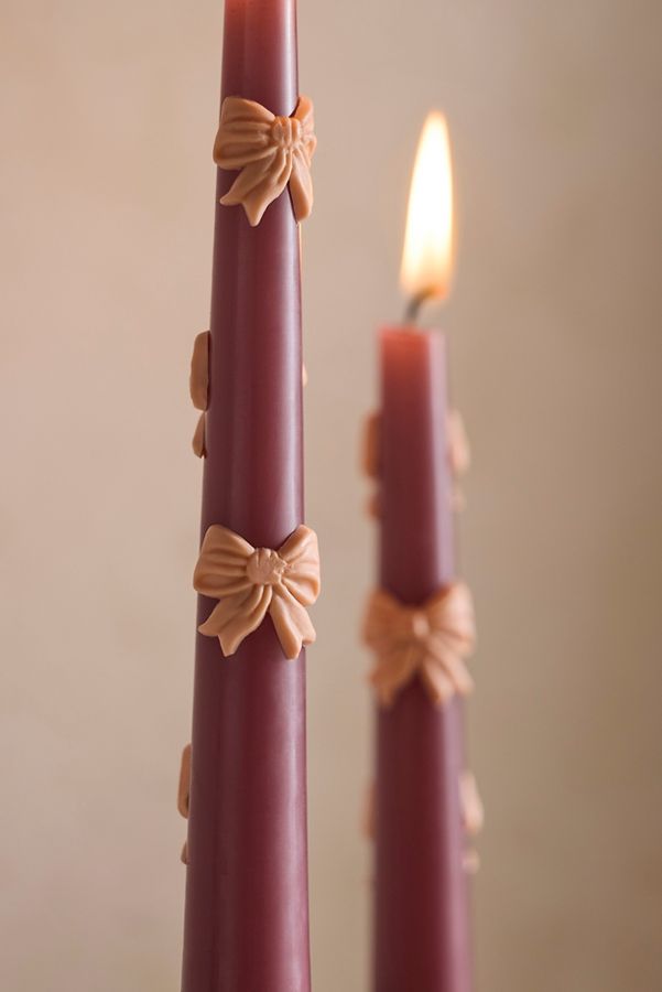 Slide View: 2: Bow Taper Candles, Set of 2