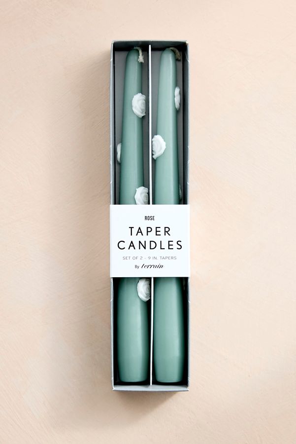 Slide View: 4: Rose Taper Candles, Set of 2