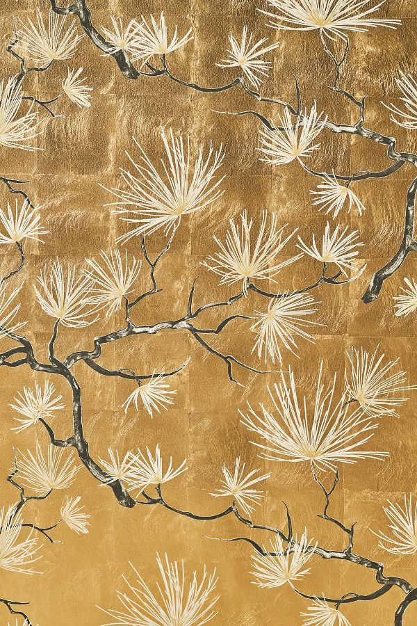 Slide View: 3: Bonsai Gold Leaf Wallpaper