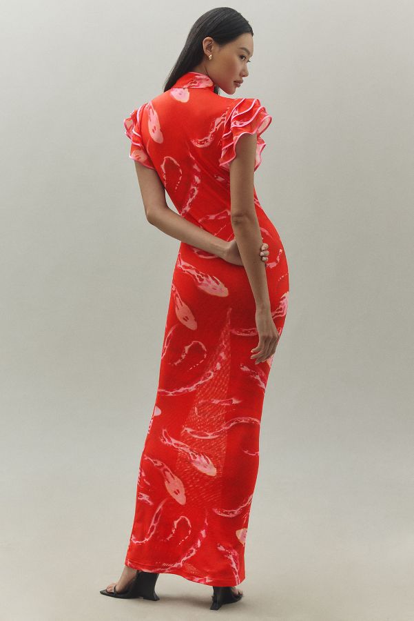 Slide View: 2: SAU LEE Keilani Ruffle-Sleeve Maxi Dress