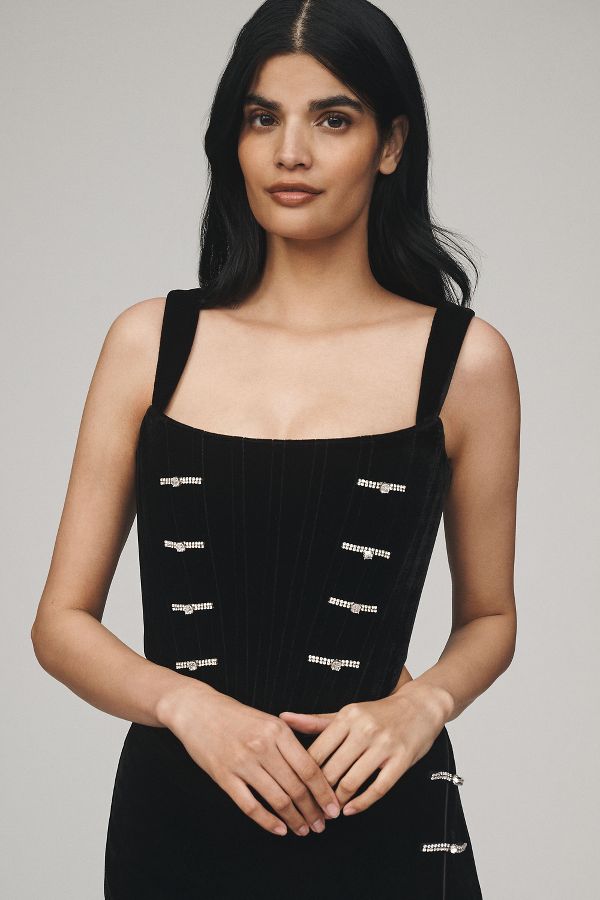 Slide View: 1: SAU LEE Venus Velvet Corset Top