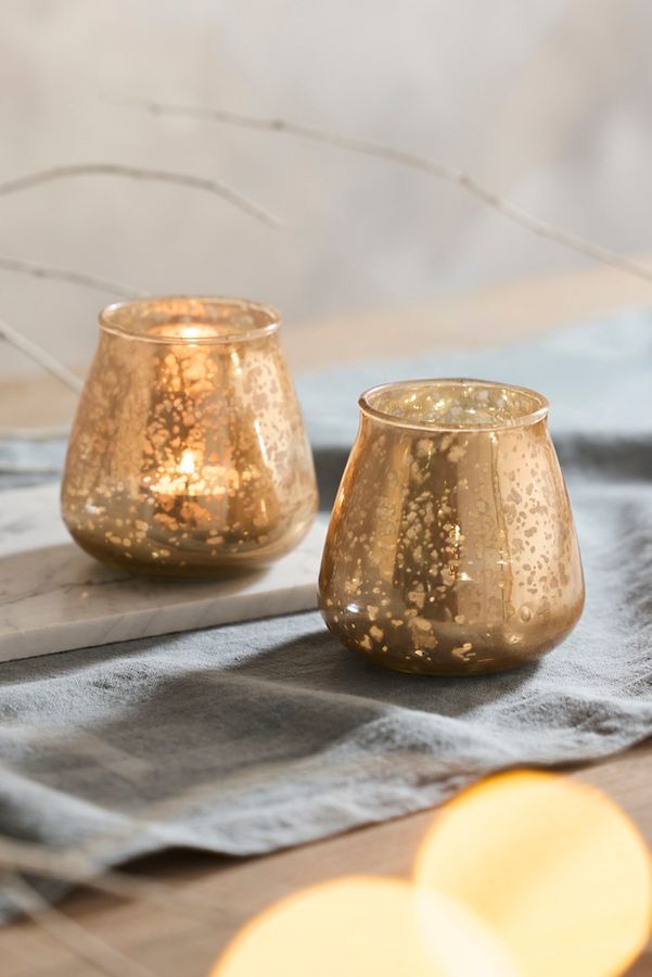 Slide View: 3: Distressed Rose Mercury Votive Holder