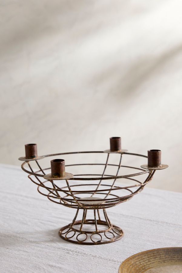 Slide View: 2: Wire Basket Candelabra