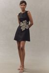 Thumbnail View 3: Mac Duggal Sleeveless Rhinestone Flower Crepe A-Line Mini Dress