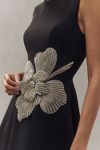 Thumbnail View 4: Mac Duggal Sleeveless Rhinestone Flower Crepe A-Line Mini Dress