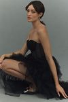 Thumbnail View 4: Mac Duggal Strapless Bustier Spiral Ruffle Tulle Side-Slit Maxi Dress