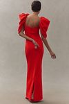 Thumbnail View 3: Mac Duggal Puff-Sleeve Scoop-Neck Column Crepe Maxi Dress