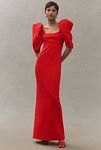 Thumbnail View 1: Mac Duggal Puff-Sleeve Scoop-Neck Column Crepe Maxi Dress