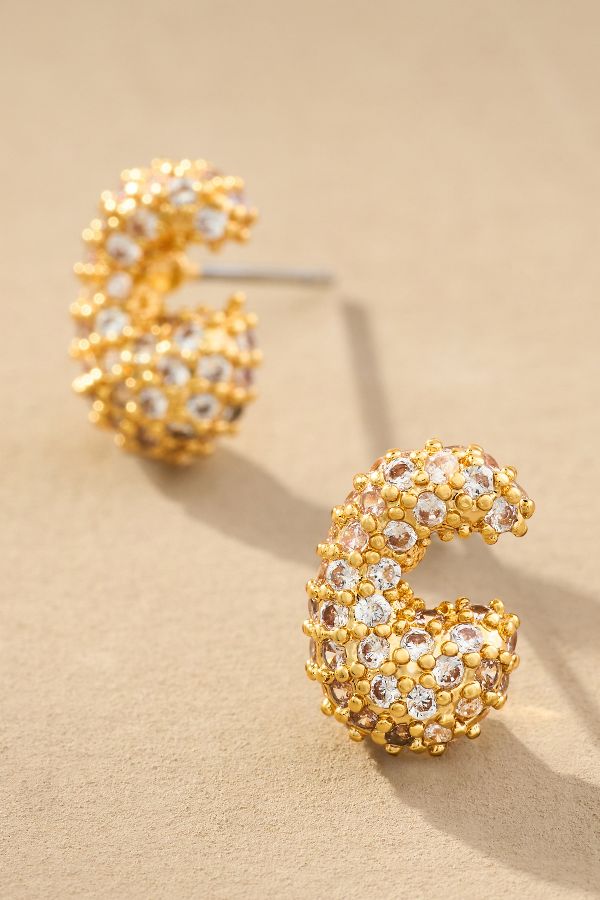 Slide View: 1: Pavé Bubble Letter Monogram Earrings