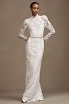 Thumbnail View 1: V. Chapman Jules Long-Sleeve Turtleneck Lace Column Maxi Dress