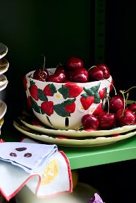 Slide View: 1: Foster Strawberry Stoneware Colander