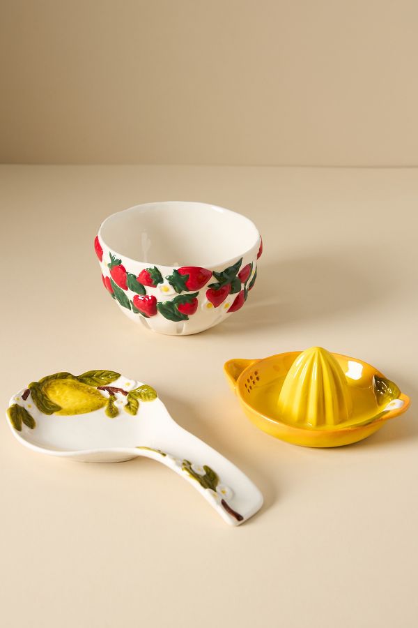 Slide View: 2: Foster Lemon Stoneware Spoon Rest