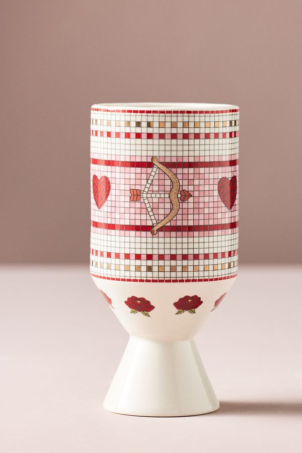 Slide View: 1: The Bistro Tile Stoneware Vase: Valentine's Edition