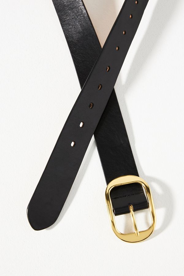 Slide View: 3: Italian Leather Contour Belt