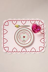 Slide View: 1: Cordelia Embroidered Heart Placemat