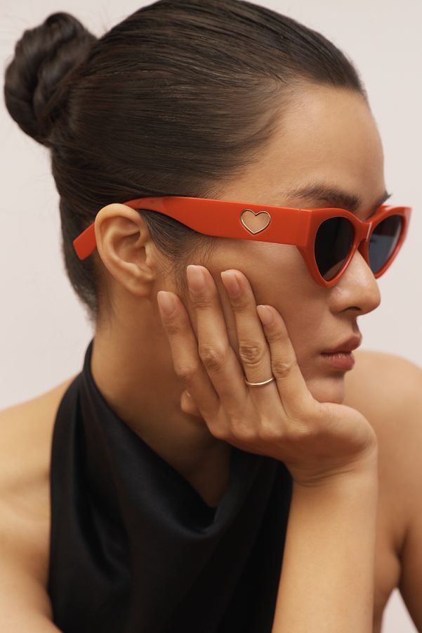 Slide View: 1: I-SEA Jenni Heart Cutout Cat-Eye Sunglasses