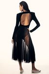 Thumbnail View 3: Norma Kamali Long-Sleeve Open-Back Velvet Sheer Skirt Midi Dress