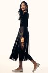 Thumbnail View 5: Norma Kamali Long-Sleeve Open-Back Velvet Sheer Skirt Midi Dress