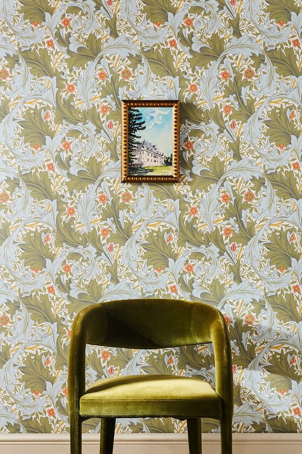 Slide View: 1: Granville Olive Leafy Wallpaper