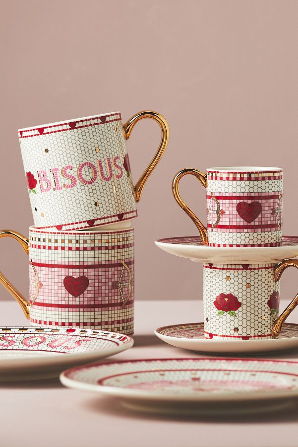 Slide View: 3: The Bistro Tile Stoneware Mug: Love Edition