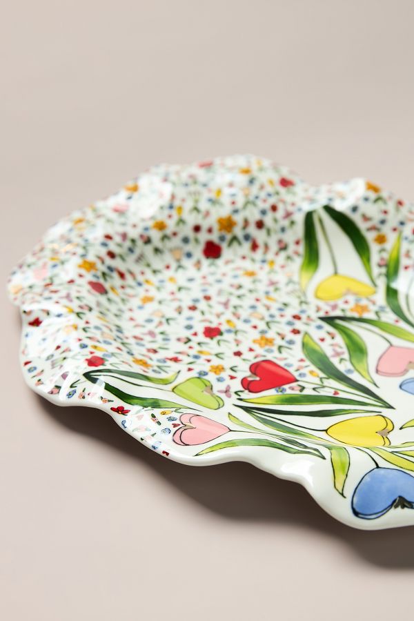 Slide View: 3: The Mud Fairy Blooming Hearts Stoneware Platter