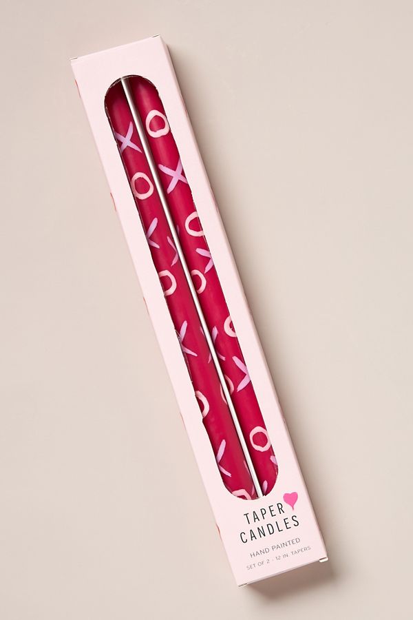 Slide View: 2: Handpainted XOXO Taper Candles, Set of 2