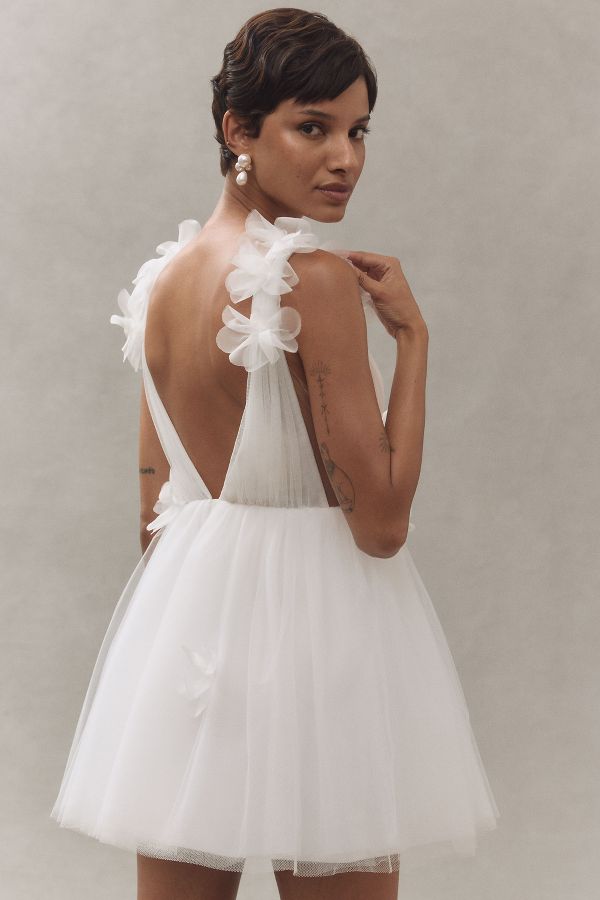 Slide View: 2: Katie May Cassia Plunge Tulle A-Line Mini Dress