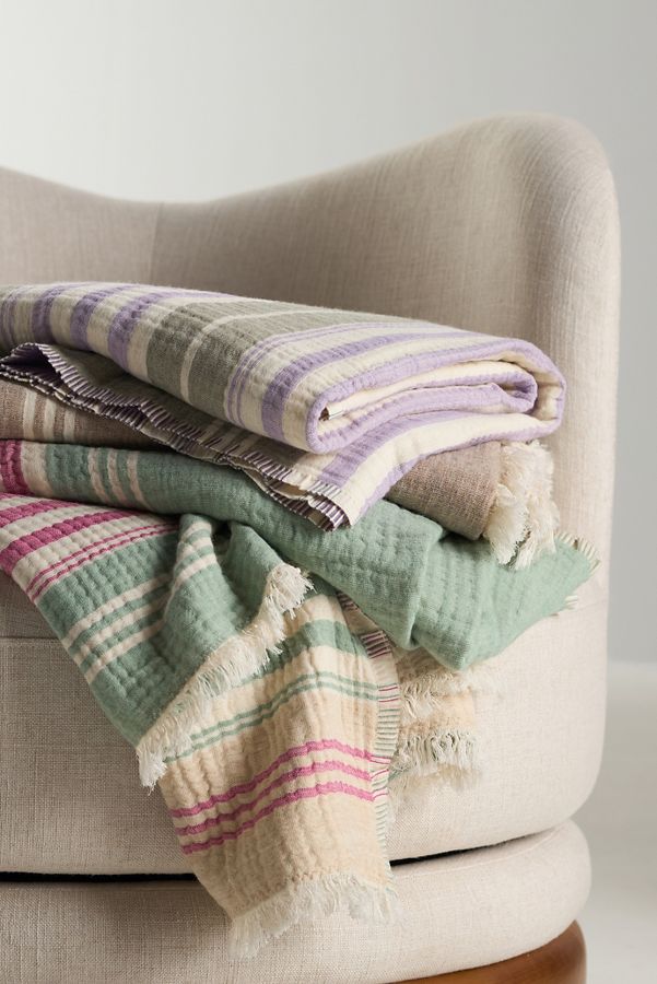 Slide View: 1: Jolene Cotton Wool Woven Throw Blanket