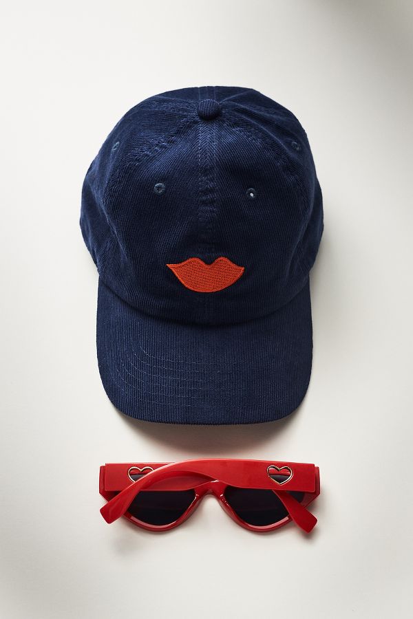 Slide View: 1: Clare V. Corduroy Lips Baseball Cap