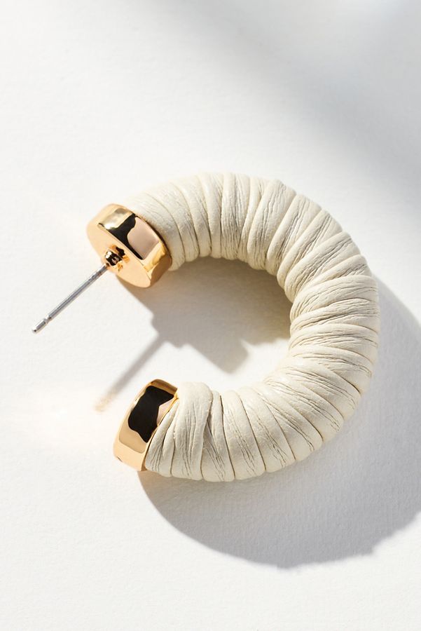 Slide View: 2: Faux-Leather Wrapped Hoop Earrings