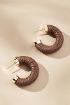 Thumbnail View 1: Faux-Leather Wrapped Hoop Earrings