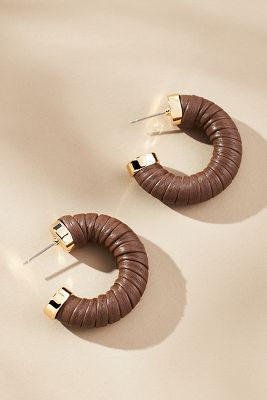 Faux-Leather Wrapped Hoop Earrings