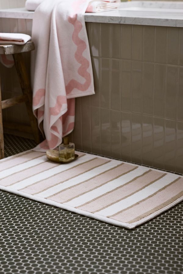 Slide View: 4: Tufted Sutton Cotton Stripe Bath Mat