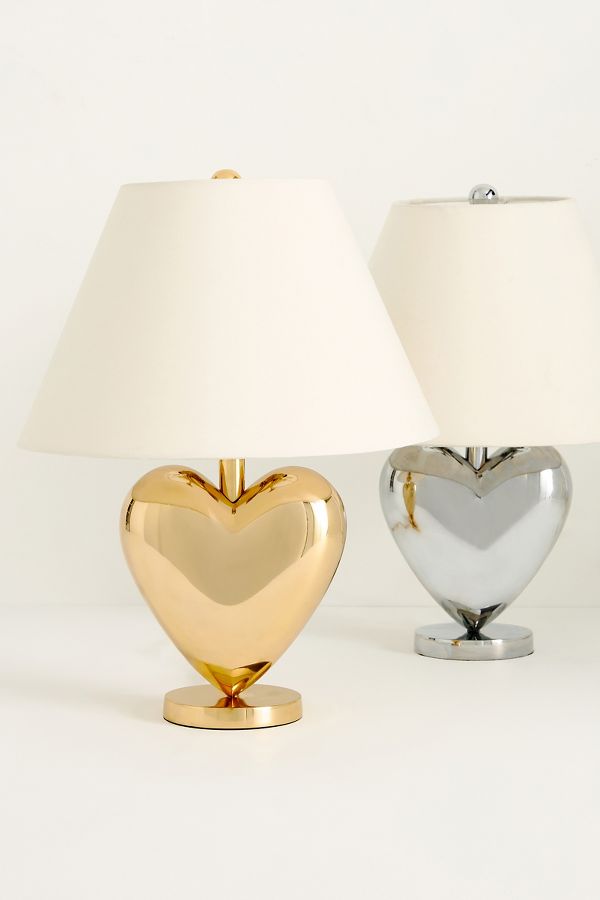 Slide View: 2: Amor Metallic Heart Table Lamp