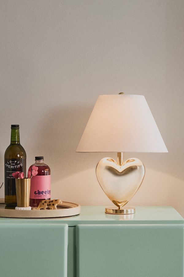 Slide View: 1: Amor Metallic Heart Table Lamp