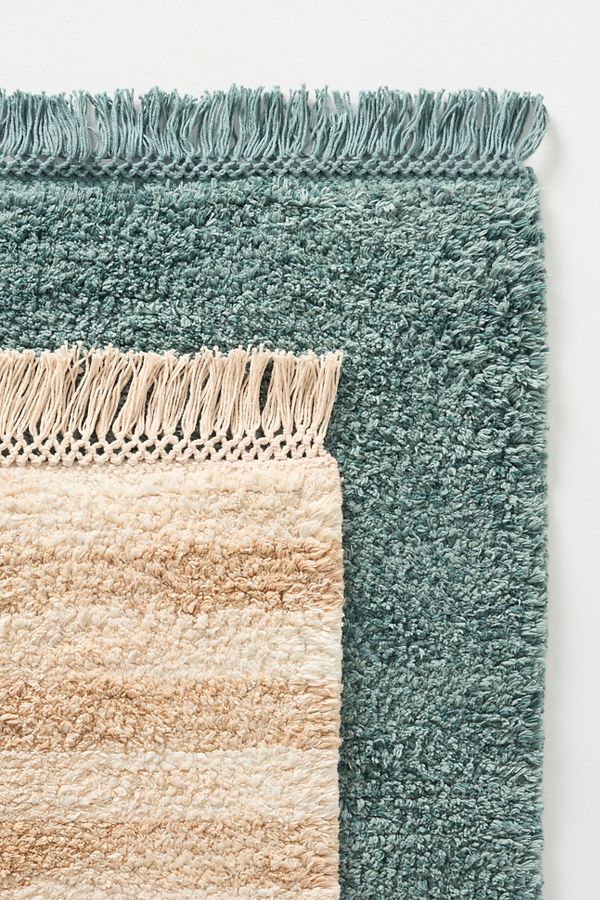 Slide View: 3: Nina Striped Crochet Fringe Bath Mat