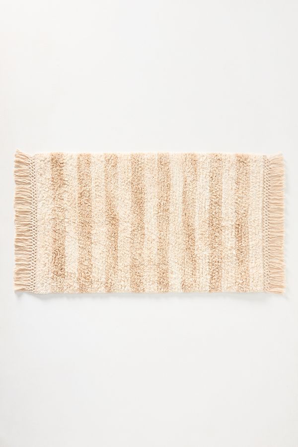 Slide View: 1: Nina Striped Crochet Fringe Bath Mat