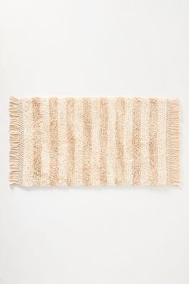 Nina Striped Crochet Fringe Bath Mat