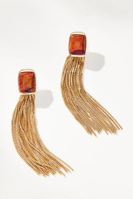 Stone Fringe Drop Earrings