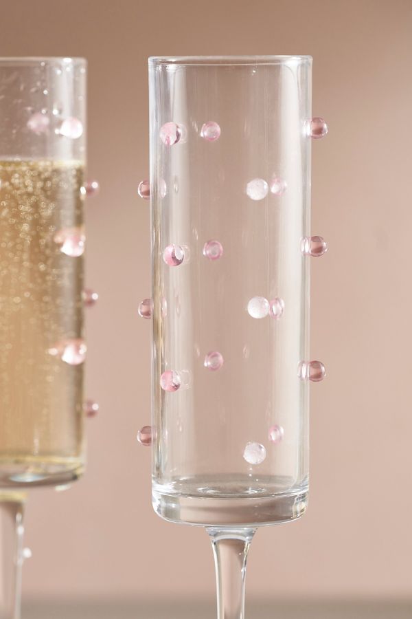 Slide View: 2: Pink Confetti Flutes, Set of 2