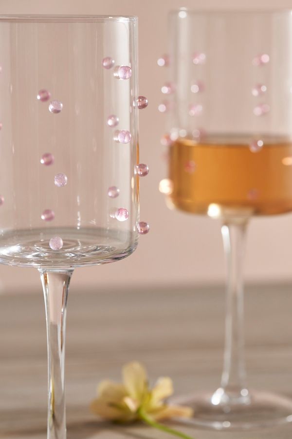 Slide View: 3: Pink Confetti Wine Glasses, Set of 2