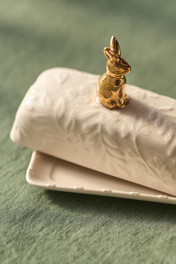 Slide View: 2: Bunny Stoneware Butter Dish