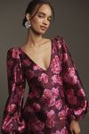 Thumbnail View 2: BHLDN Aliana Long-Sleeve V-Neck Floral Organza Mini Dress