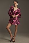 Thumbnail View 1: BHLDN Aliana Long-Sleeve V-Neck Floral Organza Mini Dress