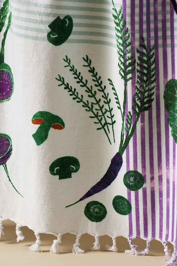 Slide View: 2: Greens Block Print Dish Towel